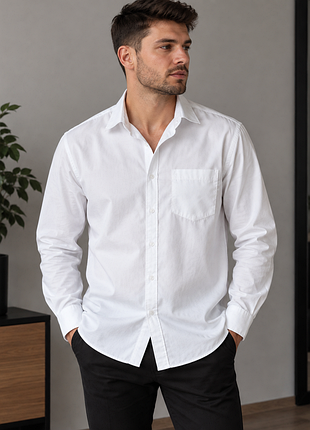 Мужская рубашка dunmore comfort fit, белый, 100% хлопок