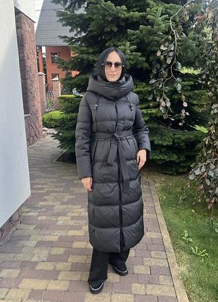 Зимовий пуховик довжини 120см на натуральному пуху clasna