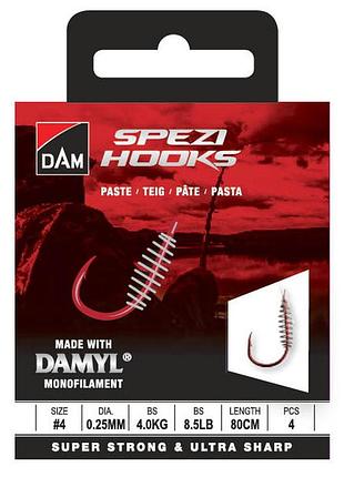 Гачок з повідцем dam spezi leader paste №12 4шт.(тісто)