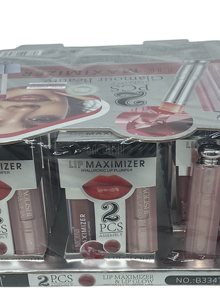 Набір комплектів помада та блиск для губ 2в1 baolishі "lip maximizer" 24шт./упаковка