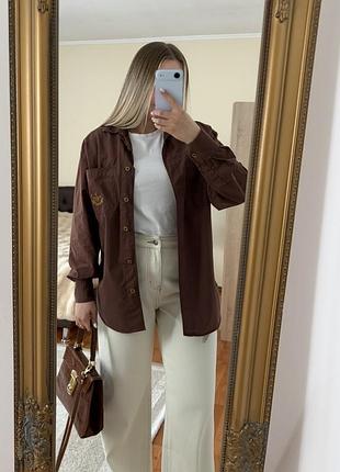 Жіноча сорочка шоколад коричнева trussardi оригінал розмір s цупка бавовна