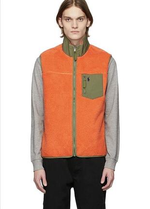 Флісова яскрава, стильна безрукавка polo ralph lauren orange , оригінал розмір l