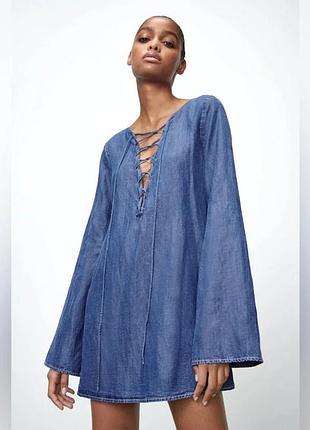 Актуальна сукня плаття-туніка denim вільного крою zara uk 10 м 38🔥🔥🔥