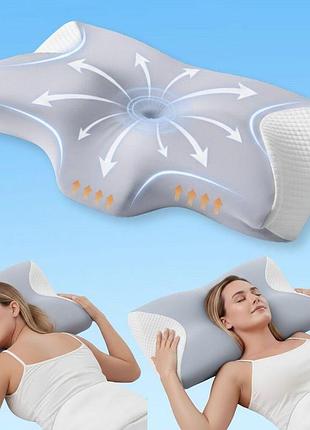 Подушка ортопедична ergosleep 61х34х12 см ideia анатомічна з ефектом пам'яті на боці, спині та животі, з наволочкою