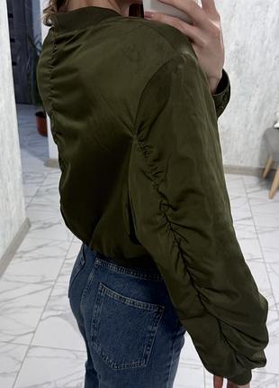Бомбер stradivarius, хакі, оверсайз 5