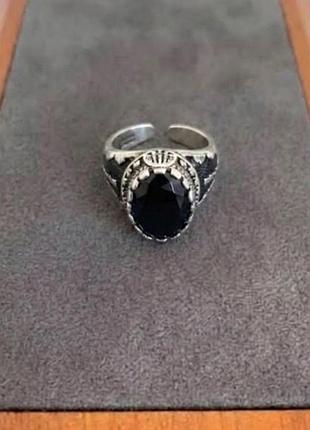 Кольцо перстень alexander mcqueen vintage skull & onyx style silver люкс
