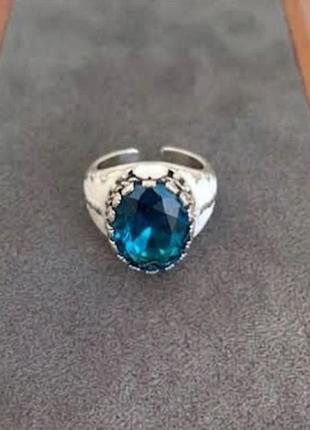 Кільце alexander mcqueen blue crystal skull silver люкс якість