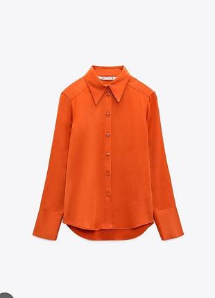 Сорочка zara помаранчева, віскоза, нова