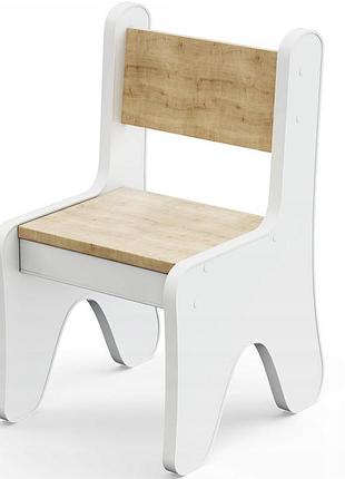 Стільчик в дитячу кімнату 55×37×33 дитячий зручний стілець для ігор, білий з деревом