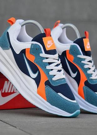 Мужские кроссовки nike racer синие легкие фирменные кроссы сеточка для занятия спортом найк рейсер крутая обувь из кожи и замши
