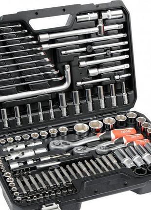 Набор торцевых головок yato: квадрат 1/2", 3/8", 1/4" с инструментами, насадками, 128 шт, yt38872