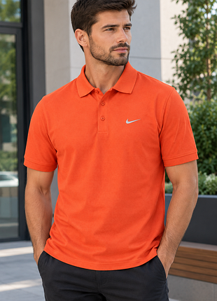 Оранжевая мужская футболка поло nike golf dri-fit