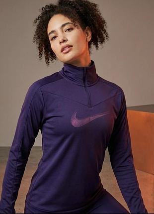 Стильный спортивный реглан / лонгслив nike running dri-fit (фиолетовый, размер s)