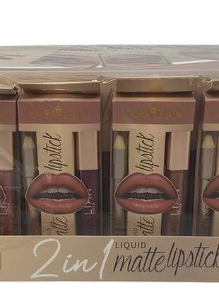 Набір комплектів помада матова та олівець для губ 2в1 "matte lips" 24шт./упаковка