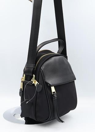 Сумка женская нейлоновая leather 16150 black