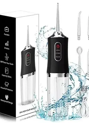 Портативный usb ирригатор для ротовой полости portable oral irrigator 230 мл черный