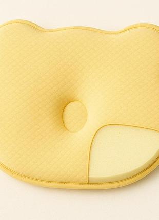 Подушка ортопедична дитяча babycomfort papaella 27×22×3 см з ефектом пам'яті, у формі ведмедика жовта