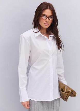 Молочна сорочка oversize  з об'ємними плечима