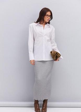 Молочная рубашка oversize с объемными плечами 10
