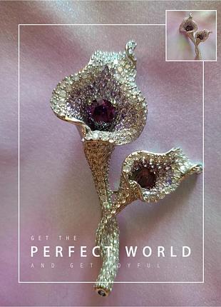 Шикарная брошка цветок,калла,антуриум,цветы light luxury fashion люкс качества (красота брошь подвеска - калла,цветы,цветок люкс классуса)