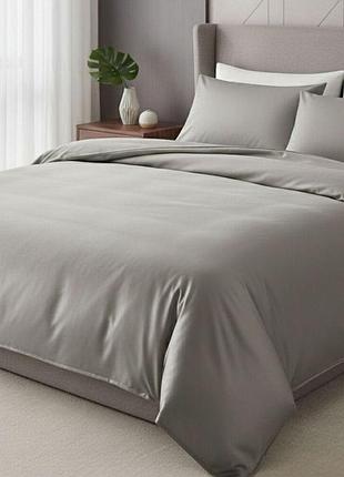 Комплект постільної білизни ideia полуторний 145х215 сатин бавовна преміум сірий/беж