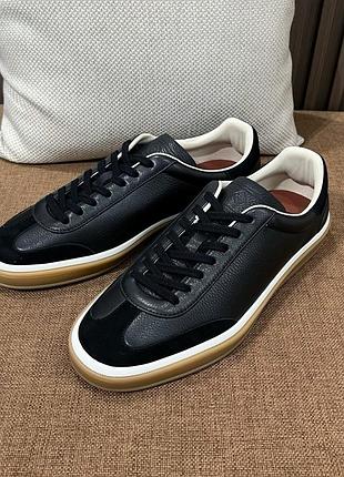 Женский черные кожаные кеды loro piana tennis walk лоро пиана кроссовки
