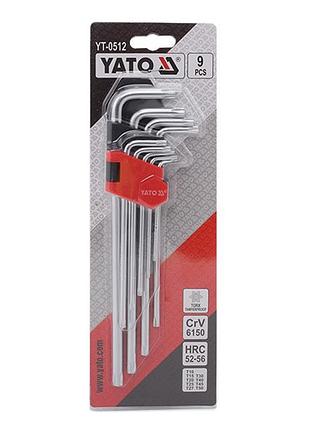 Ключи тоrх г-образные yato: cr-v, т10-т50 удлиненные с отверстием, 9 шт. [6/36], yt0512