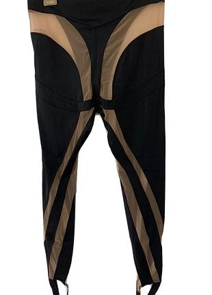 Легінси mugler x h&m black beige mesh panel stirrup 3