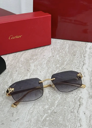 Женские синие солнцезащитные очки cartier panthere без оправы с градиентными линзами картье