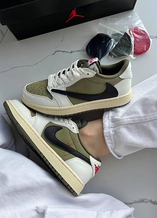 Женские кроссовки nike jorgan 1 low x travis scott og sp reverse olive medium olive