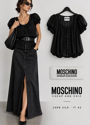 Шелковый винтажный топ блуза moschino p 8( 38)