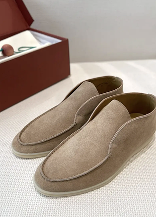 Женские бежевые замшевые лоферы loro piana open walk демисезонные лоро пиана лорики
