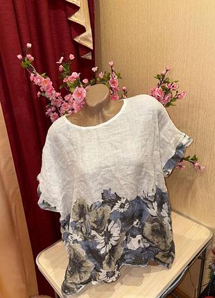 Легкая женская льняная блуза свободного кроя alexara one size 100% лен италия