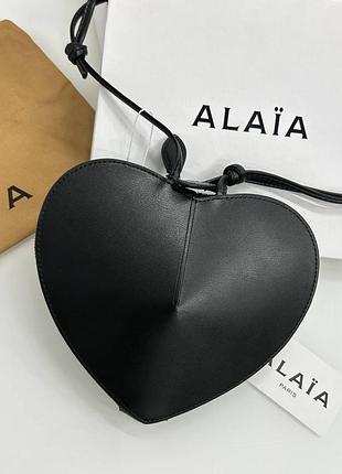 Женская черная кожаная сумка alaïa le coeur в форме сердца алаиа сердечко alaia