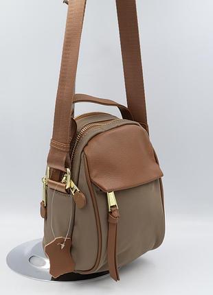 Сумка женская нейлоновая leather 16150 brown