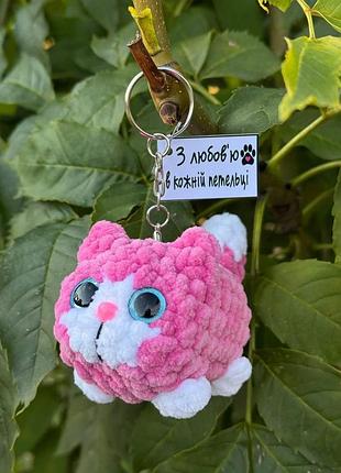 Игрушка мягкая вязаная "котик", игрушка брелок конь