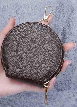 Кошелек женский с карабином 13*10.2см 619-5 темно-коричневый экокожа тм китай