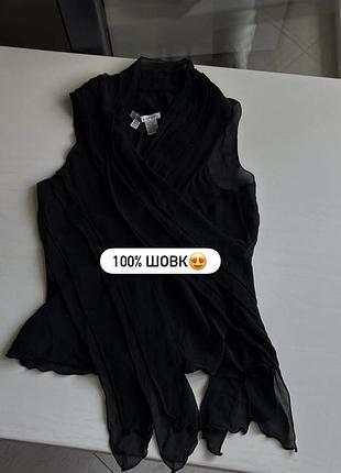 Чорна стильна шовкова майка zara  100% шовк 😍
