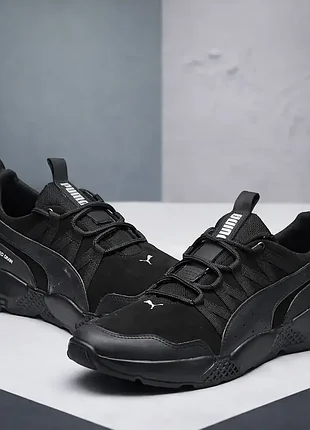 Мужские кожаные кроссовки tactical black