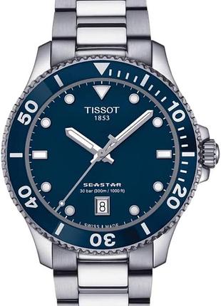 Чоловічий годинник tissot seastar 1000 40мм silver/blue