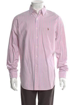Сорочка polo ralph laure  oxford у смужку рожевого кольору оригінал
