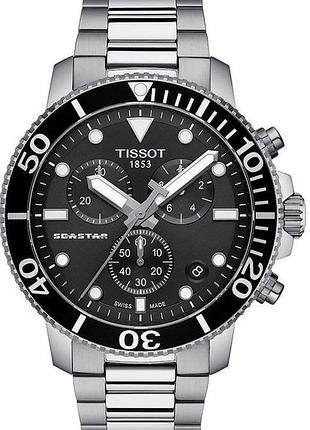 Чоловічий годинник tissot seastar 1000 men's chronograph silver/black