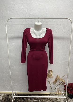 Shein бордова міді сукня по фігурі плаття гольф