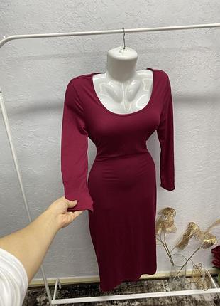 Shein бордова міді сукня по фігурі плаття гольф