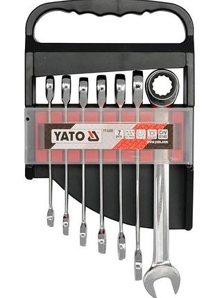 Ключи рожково-накидные yato с трещаткой: crv, м=10-19 мм. 72t, набор 7шт. [10/20], yt0208