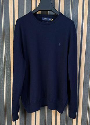 2xl мериносовая шерсть polo ralph lauren синий тонкий свитер пуловер джемпер