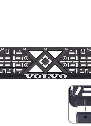 Рамка номера volvo "защіпка" 3d напис хромований (поліпроп. / гнучкий морозостійкий)