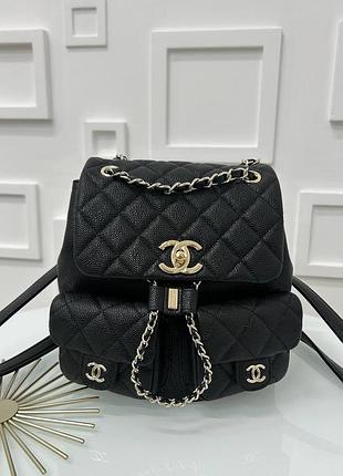 Женский кожаный рюкзак chanel duma черный мини шанель портфель