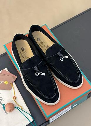 Женские черные замшевые лоферы loro piana лоро пиана summer walk демисезонные туфли