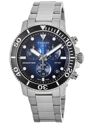 Чоловічий годинник tissot seastar 1000 men's chronograph silver/blue dial